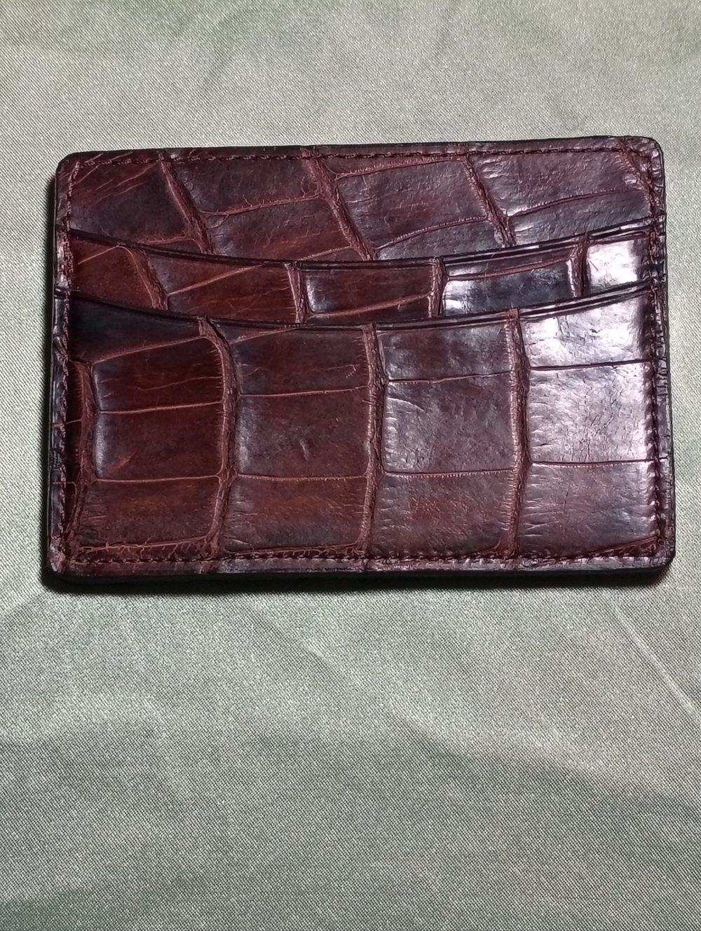 Men's American Alligator Leather Card Holder — Dark Brown
